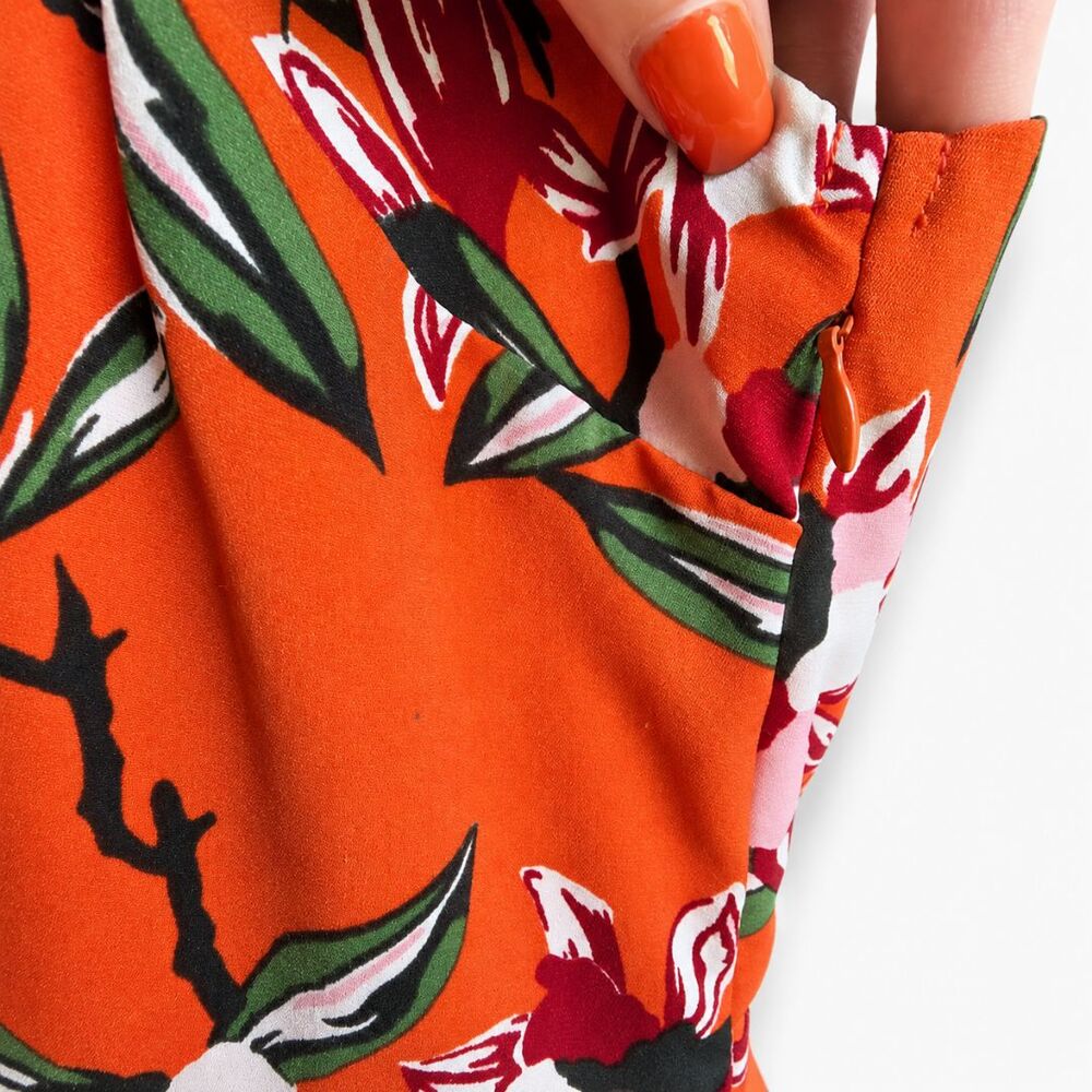 Sam Edelman Floral Halter Maxi Dress Orange Tiered Keyhole Back Tie Wedding 6 - Picture 4 of 11